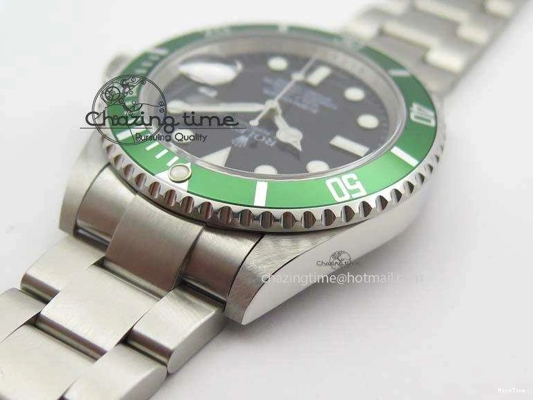 MiroTime 0523 SoftTouch Submariner 16610LV SS Green Metal Bezel JF 1:1 Best Edition Black Dial On SS Bracelet SH 3755